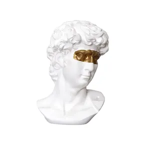 Redeco New Classic Greek Figure Head Statue Art White Craft Resin David Head Statues For Home Office Tabletop Decor