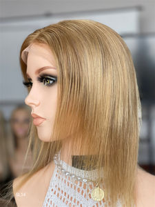 Peluca corta de pelo virgen europeo con nudo invisible transparente para peluca con malla frontal, envío gratis - Product Image 4