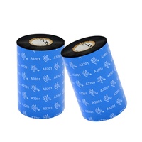 Ruban de transfert thermique A3201 BK à base de cire et de résine hybride pour étiquettes code-barres 2D, formats 90-110 mm pour imprimante d'étiquettes