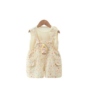 Tenues d'été pour filles RTS, nouvelle collection, combinaison en coton à imprimé étoiles, ensemble de combinaison, <span class=keywords><strong>gilet</strong></span> floral mignon, tenue deux pièces pour bébé - Product Image 4