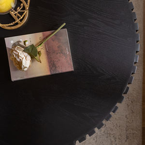 Gran oferta, mesa redonda negra moderna, juego de mesa de centro de grano Vertical 3D, mesa de centro de madera negra para muebles para el hogar - Product Image 5