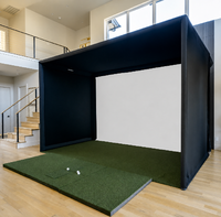 Enceinte de pratique de golf portable pour la maison, en filet, rétractable, avec écran de projection, gain de place, simulateur de golf