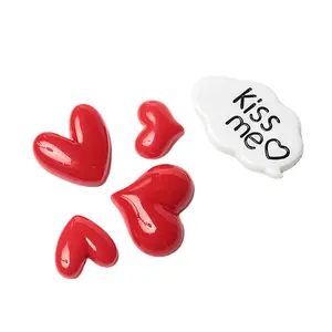 แม่เหล็กติดตู้เย็นรูปหัวใจสีแดง3D สามมิติสำหรับตกแต่งงานแต่งงานทำจากเรซินหัวใจ
