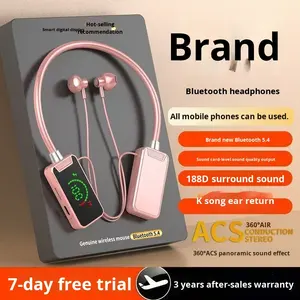 <span class=keywords><strong>Écouteur</strong></span>s <span class=keywords><strong>sans</strong></span> <span class=keywords><strong>fil</strong></span> JL à tour de cou avec LED, étanches IPX5, chargement Type-C, réduction active du bruit 5.4, affichage numérique - Product Image 3