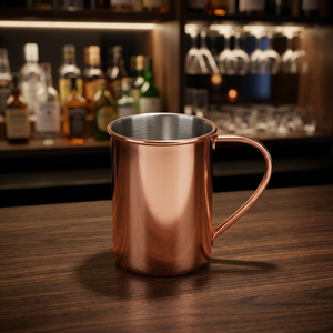 Mug Moscow Mule classique en cuivre écologique avec tasse droite et poignée rivetée - Vaisselle pour bar, fête, usage domestique - Product Image 1