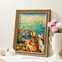 Tableaux de paysages européens et de fleurs, impressions haute définition, art mural vintage, articles de décoration intérieure en bois, luxe