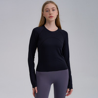 Frühling/Herbst Yoga Pilates Schnelltrocknend Atmungsaktiv Slim Fit Sportbekleidung Laufen Outdoor Fitness Eng Anliegendes Langarm-Oberteil