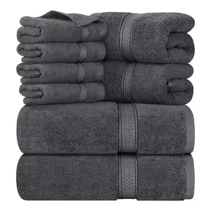 Wholesale towel and bath towel 8-piece set, pure cotton high water absorption bathroom, gym, hotel hot spring bath towel