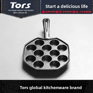 Sartén <span class=keywords><strong>Tolsen</strong></span> de hierro fundido de pared gruesa con 12 orificios para pulpo y albóndigas, molde comercial a gas para camarones y huevos - Product Image 4