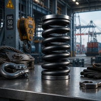 Grande ressort de compression pour grues portuaires, revêtement poudré, haute capacité de charge, résistant à la corrosion, testé à la fatigue, longue durée de vie