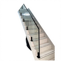 Rampe d'escalier en verre, main courante en métal, balustrade sans cadre, garde-corps de balcon pour escalier intérieur