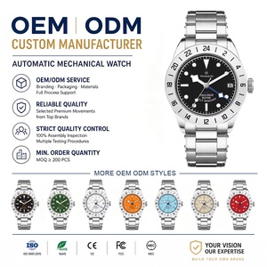 Reloj GMT Automático para Hombre con Movimiento Mecánico NH34, Cristal de Zafiro Resistente al Agua 20 ATM, Marca Privada ODM OEM, con Fecha - Product Image 2