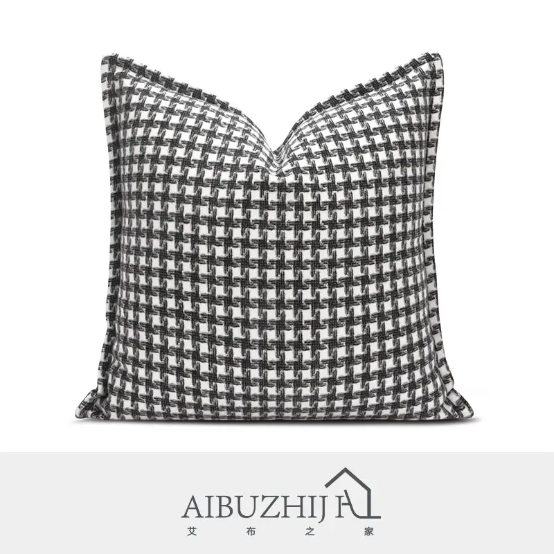 AIBUZHIJIA Nordic Checker Pillow Case Modern Black And White Graphic Polyester Throw Pillow Covers
