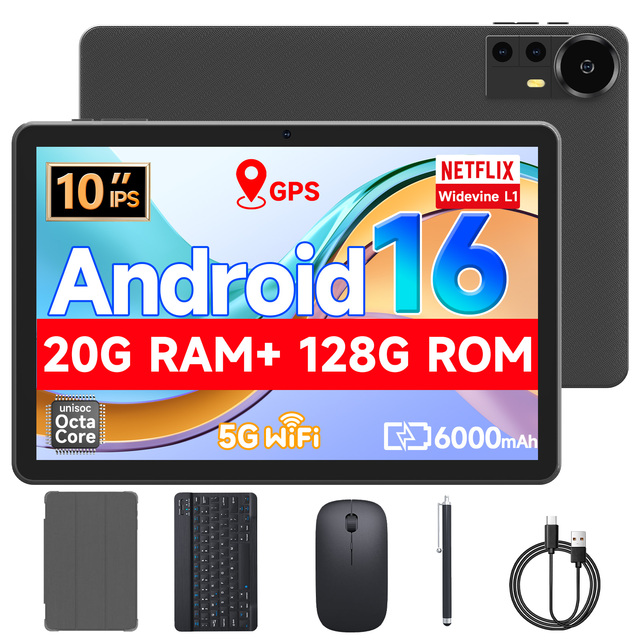 OEM New 2-in-1 Business Tablet 10.1 Inch Android 16 T620 Octa Core 4GB+16GB RAM 128GB WiFi 6000mAh Keyboard Pen Case Mouse