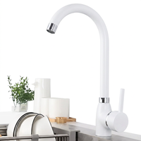 Robinet de lavabo en laiton massif blanc mat de style nordique, mitigeur à bec haut pour lavabo sur comptoir, idéal pour hôtels et appartements