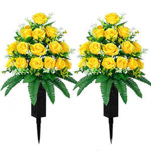 Estacas <span class=keywords><strong>de</strong></span> Flores <span class=keywords><strong>de</strong></span> Rosa Amarilla, Decoración Artificial <span class=keywords><strong>de</strong></span> Plástico para Jardín, Perfecta para Patio, Camino o Porche - Product Image 1
