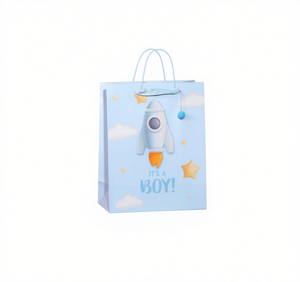 Borsa regalo grande in cartone rigido, regalo per baby shower 'È un maschietto' per neonati da 0 a 12 mesi - Product Image 1