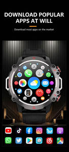 Montre connectée sportive B5 1,53 pouce Amoled 800 mAh avec appels Bluetooth, WIFI, carte SIM 4G, moniteur de fréquence cardiaque, suivi du sommeil, caméra, étanche IP67 - Product Image 6
