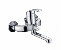 Mitigeur de douche mural chromé avec levier unique, cartouche céramique, finition brossée, style moderne, jet de pluie et barre coulissante
