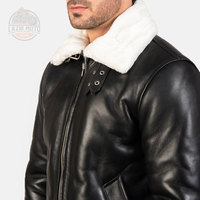 Haute qualité 100% véritable peau de mouton cuir marron Bomber veste hommes grande taille hiver chaud en peau de mouton fourrure veste tissu matériel