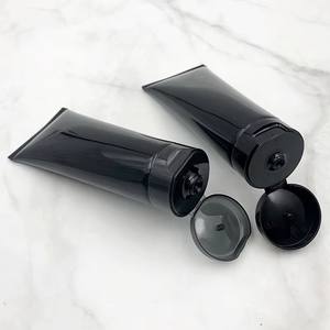 Vente en gros de nouveaux tubes cosmétiques mats noirs ambrés de 100 ml, tubes à presser avec couvercle rabattable, emballage vide pour lotion corporelle en vrac - Product Image 6