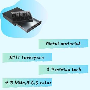 Cajón de Metal con Precio Barato Personalizado, Caja Registradora de 5 Billetes, 6/7/8, Caja de Almacenamiento de Dinero Electrónico RJ11, Cajón para Restaurante - Product Image 2