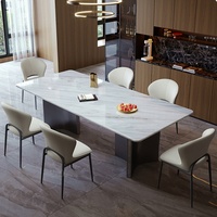 Table à manger rectangulaire minimaliste italienne en acier inoxydable de luxe naturel pour les petits appartements