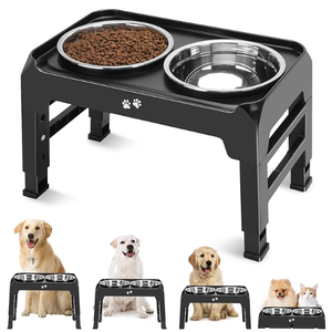 4 bols surélevés antidérapants en acier inoxydable pour chiens, réglables en hauteur - Product Image 1