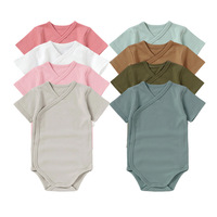Combinaison bébé 100% coton pur, manches longues, fermeture à boutons pression, couleur unie, unisexe, vêtements d'été, body pour nouveau-né, tricoté, respirant