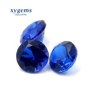 热卖湘艺宝石高品质尖晶石蓝色 113 # 圆形 5.00毫米宝石首饰戒指套装