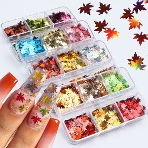 Nuova mappa foglia Nail Art paillettes gioielli stile autunnale colorato foglia d'autunno Glitter decorazioni <span class=keywords><strong>per</strong></span> Nail Art - Product Image 3