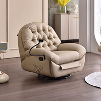 Sofá reclinable multifunción giratorio de cuero sintético para dormitorio y sala de estar de lujo moderno