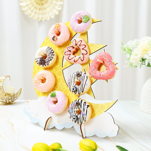 DAMAI - Soporte de Madera para Exhibición de Postres con Forma de Estrella y Luna para Eid Mubarak, con Base para Decoración de Fiestas y Festivales - Product Image 1