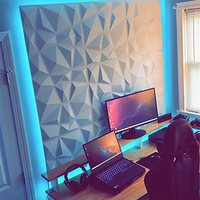 Panneaux muraux 3D en PVC blanc avec lumière LED, revêtement décoratif intérieur pour maisons, diamants