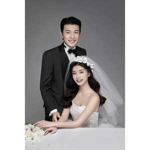 Strapless Ball Gown Wedding Dress White Tulle Empire Waistline With Veil For Bride - Product Image 3
