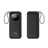 PD 22,5 W Pantalla digital Carga rápida Banco de energía Ultra Mini Banco de energía 10000mAh Carga súper rápida con cables integrados