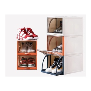 side open foldable plastic sneaker container shoe storage box organization