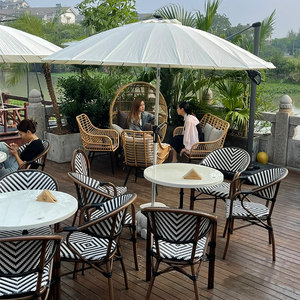 Chaise de salle à manger en rotin de style américain, multifonctionnelle, pour usage commercial, chaise d'extérieur pour hôtel, chaise d'extérieur - Product Image 2