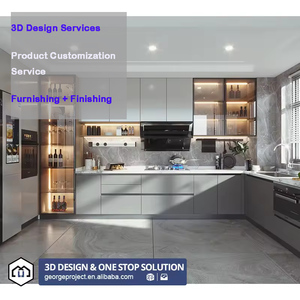 Projet d'hôtel à Albany Design <span class=keywords><strong>3D</strong></span> personnalisé Fabriqué en Chine Shaker Armoire de <span class=keywords><strong>cuisine</strong></span> Custom Top Quality Modern High Glossy Kitchen Designs - Product Image 1
