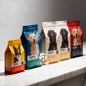 บรรจุภัณฑ์อาหารสัตว์เลี้ยงแบบซิปล็อค ก้นแบน ทรงสี่เหลี่ยม ผลิตตามสั่งจากโรงงาน ขนาด 1 กก. ถึง 10 กก. วัสดุ PE เกรดอาหาร - Product Image 3