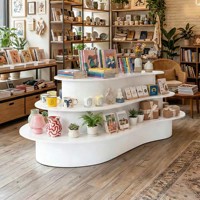 Présentoir îlot multi-niveaux portable en bois massif, moderne, écologique et multifonctionnel, avec comptoir cascade, pour appartement et supermarché