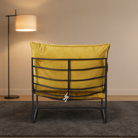 Fauteuil d'appoint rembourré en mousse haute résilience, revêtement en velours résistant à l'usure, chaise individuelle pour l'ameublement intérieur de condo