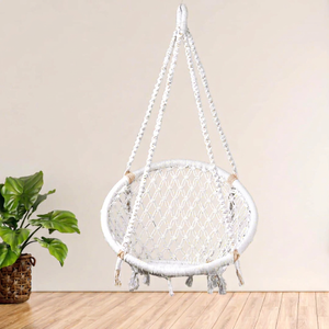Silla Colgante de Ratán PE de Alta Calidad y Estilo Rústico, Hamaca, Muebles de Exterior para Patio o Dormitorio, con Cojín - Product Image 1