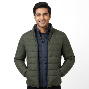 Chaqueta acolchada de invierno de primera calidad para hombre, Abrigo con capucha de gran tamaño acolchado con estampado personalizado, diseño de cremallera de lona suave con cuello levantado - Product Image 1