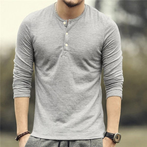 Vendita calda classica maglietta da uomo manica lunga O collo da uomo Plain <span class=keywords><strong>Crop</strong></span> <span class=keywords><strong>Top</strong></span> aderente Pullover di marca taglie forti felpe Casual da uomo - Product Image 1