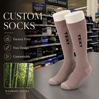 Chaussettes de compression unisexes mi-hautes pour l'automne, avec logo personnalisé sur le bord, respirantes, en fibre de bambou écologique, couleur unie, tricotées