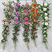 Guirlande de roses artificielles en soie, diverses couleurs, pour décoration florale de mariage et de fête