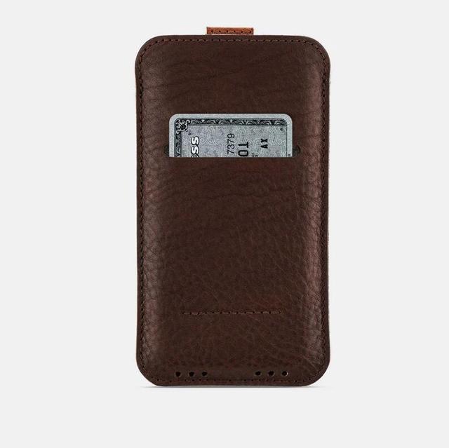 Luxury Front Credit Card Pocket Phone case Stylish Genuine Leather Card Holder Wallet with Pull Tab