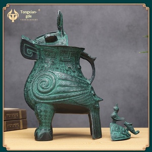 จิงเซอร์เรน บูติก ของตกแต่งทองแดงโบราณรูปนกฮูกสำหรับผู้หญิง งานฝีมือซุน ของตกแต่งทองแดงแท้รูปนกฮูกซุน สำหรับสำนักงานและของสะสม - Product Image 4
