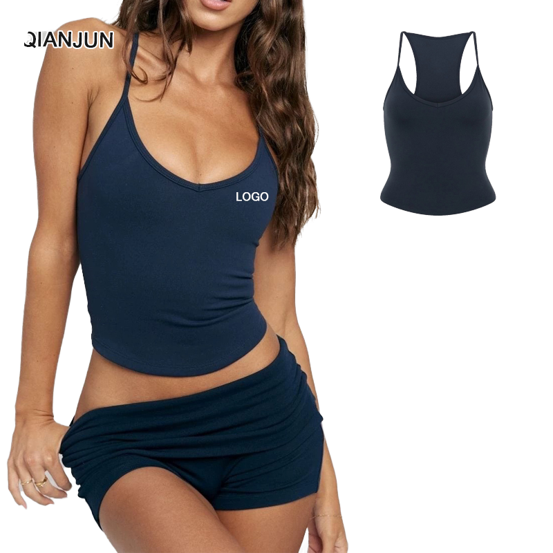 Women Yoga Exercise Fitness Vest Chest-padded High-elasticity Four-way Stretch Breathable Quick-drying Plus Size U-neck Nude